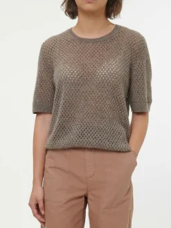 Grüne Erde Pullover^Kurzarmpullover aus Yakwolle, , XS