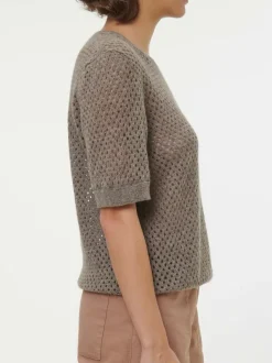 Grüne Erde Pullover^Kurzarmpullover aus Yakwolle, , XS