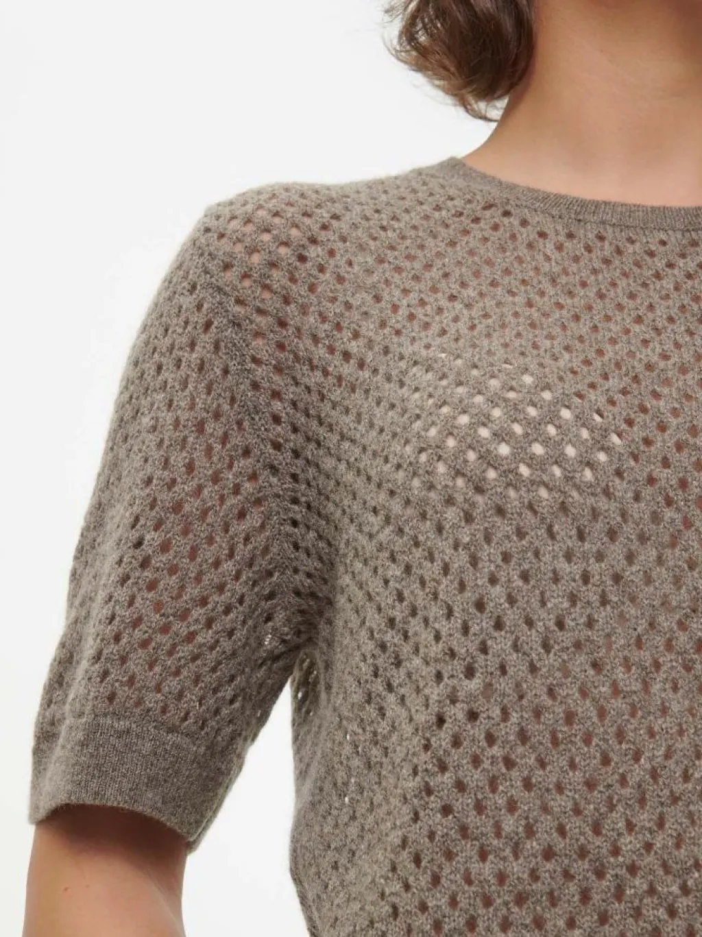 Grüne Erde Pullover^Kurzarmpullover aus Yakwolle, , XS