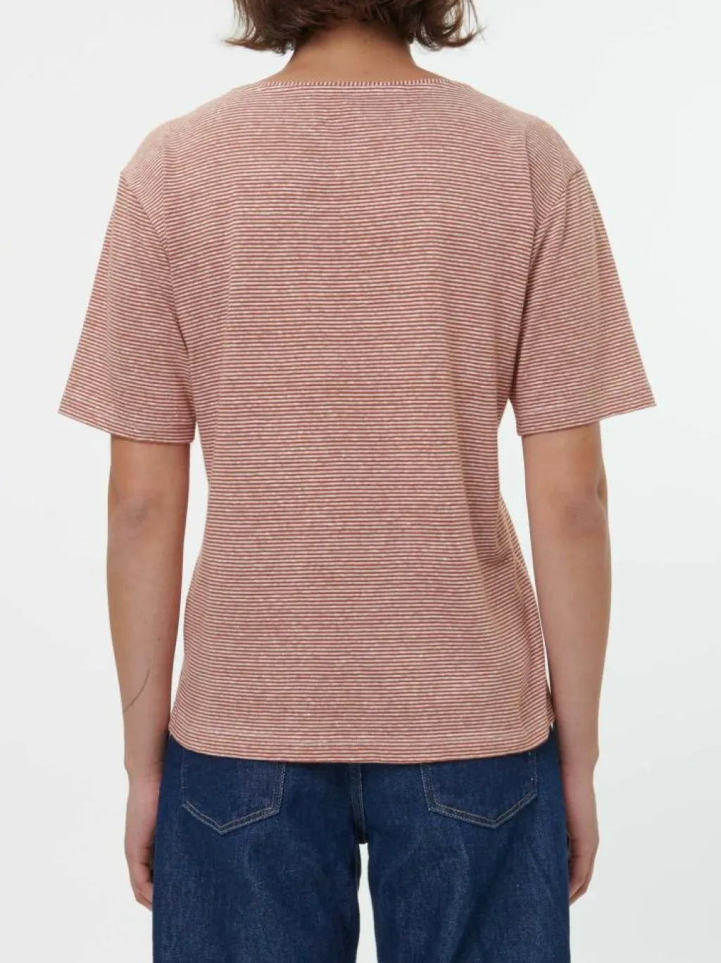 Grüne Erde Shirts^Kurzarmshirt aus Bio Leinen/Baumwolle, 76 weiss/kastanie ringel, 36, GOTS