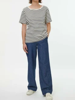 Grüne Erde Shirts^Kurzarmshirt aus Bio-Baumwolle, 55 navy/offwhite ringel, 38, GOTS