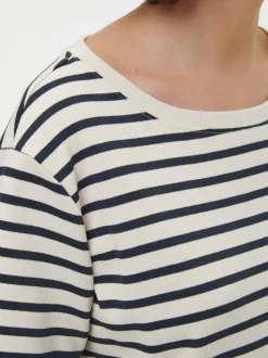 Grüne Erde Shirts^Kurzarmshirt aus Bio-Baumwolle, 55 navy/offwhite ringel, 38, GOTS