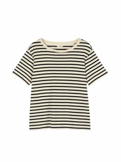 Grüne Erde Shirts^Kurzarmshirt aus Bio-Baumwolle, 55 navy/offwhite ringel, 38, GOTS