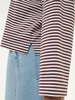 Grüne Erde Shirts^Langarmshirt aus Bio-Baumwolle, 25 merlot/weiss ringel, 38, GOTS