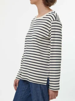 Grüne Erde Essentials|Shirts^Langarmshirt aus Bio-Baumwolle, 55 navy/offwhite ringel, 38, GOTS