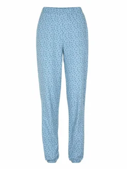 Grüne Erde Nachtwäsche^Lange Schlafhose aus Bio-Baumwolle, 91 blumendruck himmelblau, S, GOTS