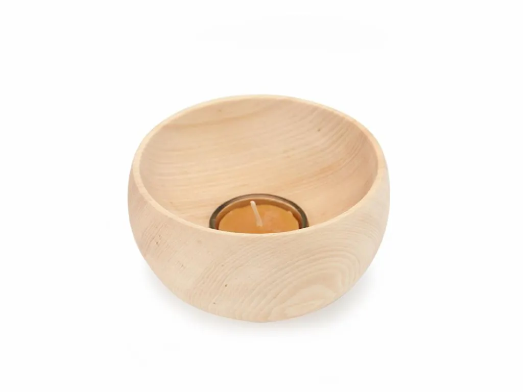 Grüne Erde Kerzen Und Duftkerzen|Geschenke-Guide^Lichtkugel groß aus Zirbenholz, handgedrechselt, H 7 cm, ø 11,5 cm, inkl. Glaseinsatz