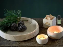 Grüne Erde Kerzen Und Duftkerzen|Wohndekoration^Lichtkugel klein aus Zirbenholz, handgedrechselt, H 5 cm, ø 8 cm, inkl. Glaseinsatz