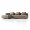 Grüne Erde Schlafsofas^Lounge-Sofa Sereno mit Schlaffunktion inkl. 3 Kissen (70x55 cm), B 320,5 x T 180 cm, Bodennah, Liegeteil links, mit Bezug Wollstoff Tano Natur (79), Buche