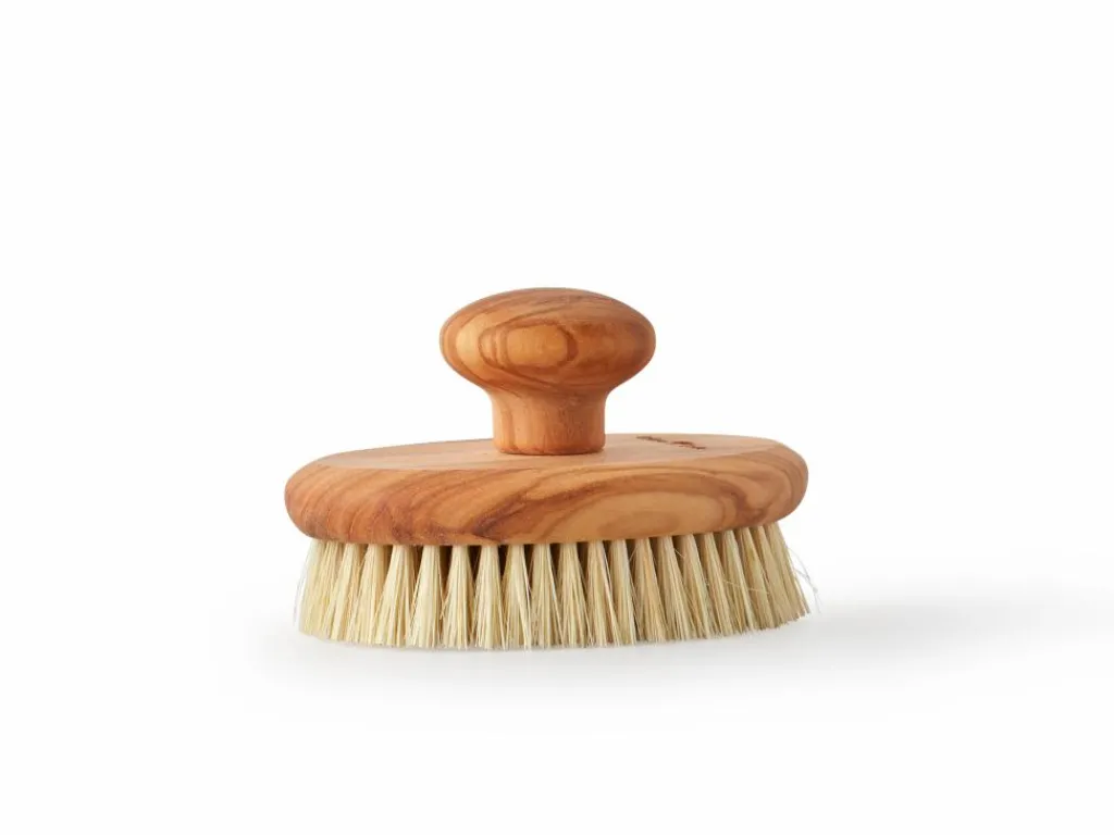 Grüne Erde Geschenke-Guide|Baden & Massage^Massagebürste mit Halteknopf, ca. 12 x 8 cm, Olivenholz