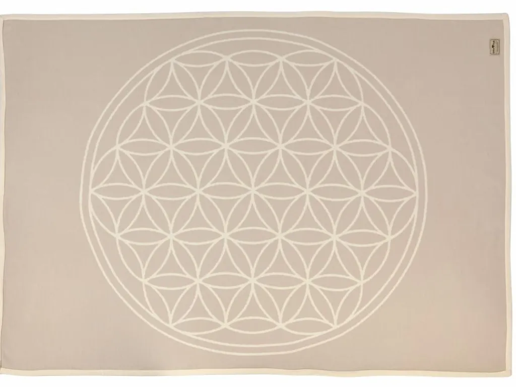 Grüne Erde Wohndecken|Geschenke-Guide^Meditationsdecke Blume des Lebens, natur/quarz, 150 x 200 cm, 100 % Baumwolle, GOTS
