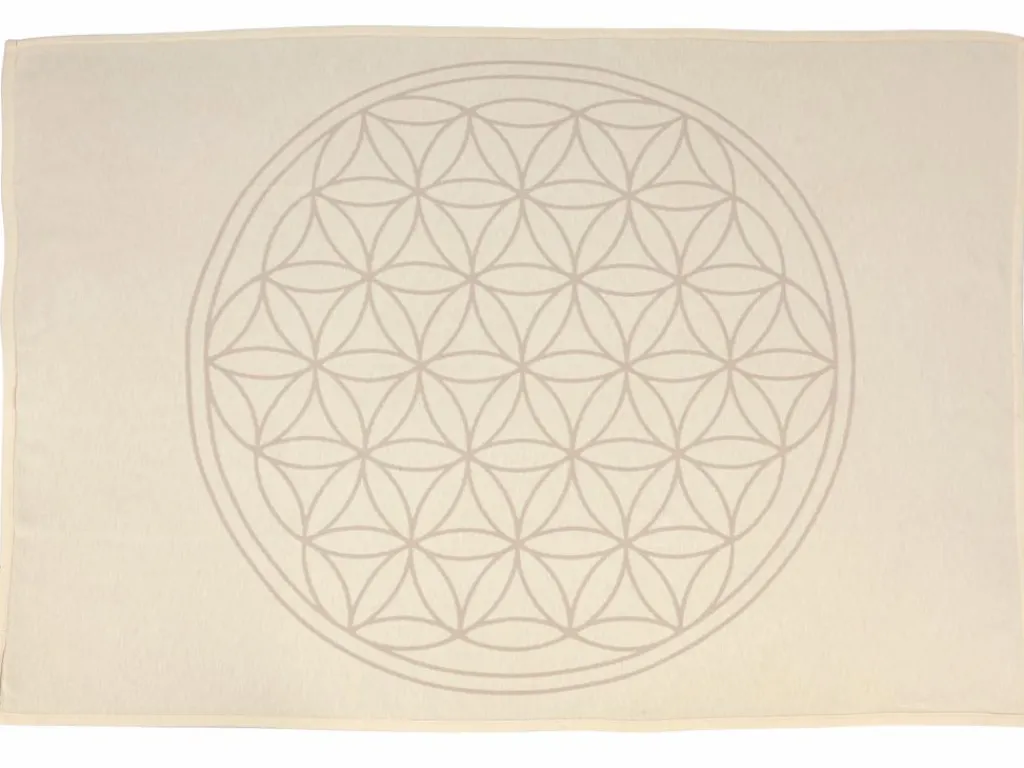 Grüne Erde Wohndecken|Geschenke-Guide^Meditationsdecke Blume des Lebens, natur/quarz, 150 x 200 cm, 100 % Baumwolle, GOTS
