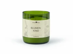 Grüne Erde Kerzen Und Duftkerzen^Natürliche Rapswachskerze BLUMENKIND im rezyklierten Glas, Baumwolldocht, 325 ml, H 9,5 cm, ø 8,5 cm