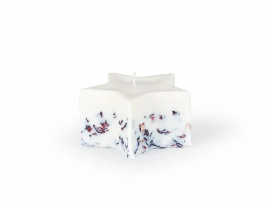 Grüne Erde Kerzen Und Duftkerzen|Geschenke-Guide^Natürliche Rapswachskerze mit Hibiskusblüten, in Sternenform, ohne Duft, H 6 cm, ø 11 cm