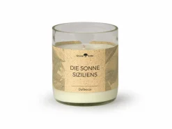 Grüne Erde Kerzen Und Duftkerzen^Natürliche Rapswachskerze DIE SONNE SIZILIENS im rezyklierten Glas, Baumwolldocht, 325 ml, H 9,5 cm, ø 8,5 cm