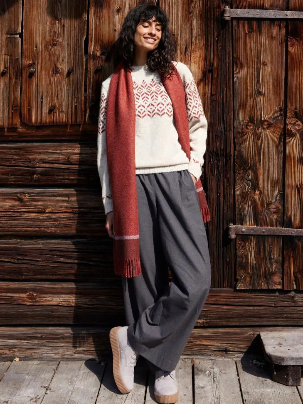 Grüne Erde Pullover^Pullover aus Alpakawolle, 14 natur melange, L