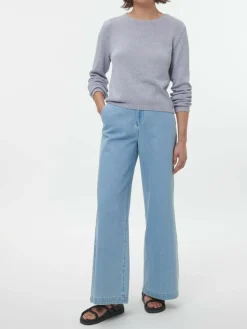 Grüne Erde Pullover^Pullover aus Bio-Baumwolle und Leinen, 84 blau/natur melange, S, GOTS