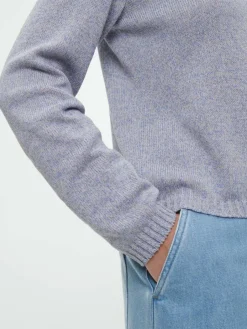 Grüne Erde Pullover^Pullover aus Bio-Baumwolle und Leinen, 84 blau/natur melange, S, GOTS