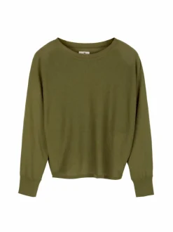 Grüne Erde Essentials|Pullover^Pullover aus Bio-Baumwolle, 43 olivgrün, S, GOTS