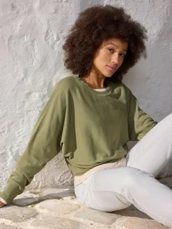 Grüne Erde Essentials|Pullover^Pullover aus Bio-Baumwolle, 43 olivgrün, S, GOTS