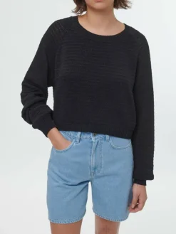 Grüne Erde Pullover^Pullover aus Bio-Baumwolle, 01 schwarz, S, GOTS