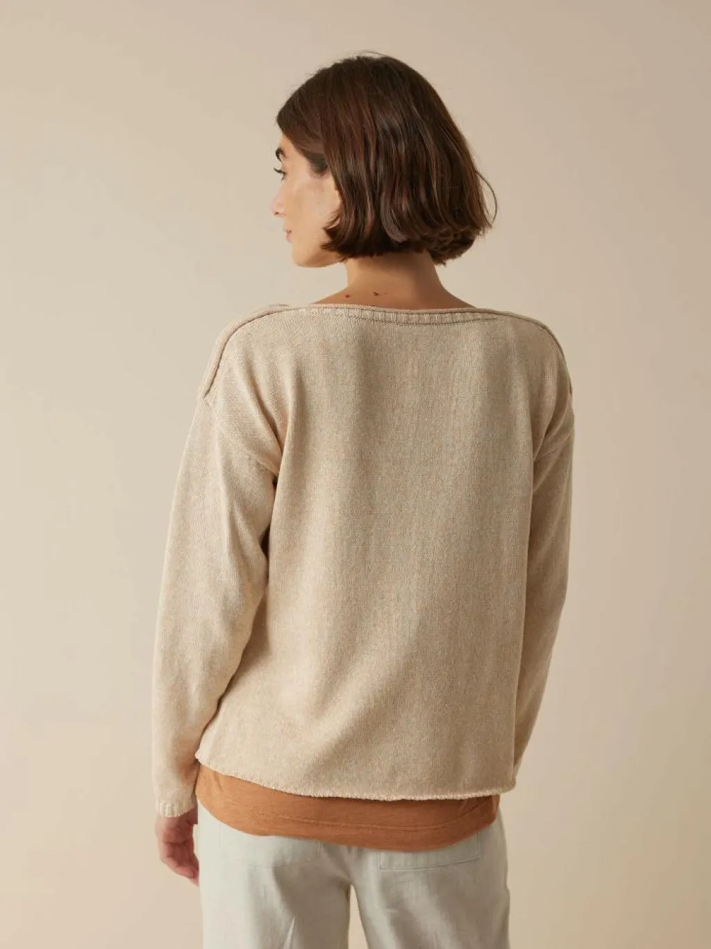 Grüne Erde Pullover^Pullover aus Bio-Baumwolle und Leinen, , L, GOTS