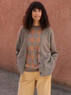 Grüne Erde Pullover^Pullover aus Yak, Kamelhaar und Schurwolle, 79 yak intarsia hasel/kamel, S