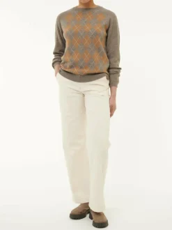 Grüne Erde Pullover^Pullover aus Yak, Kamelhaar und Schurwolle, 79 yak intarsia hasel/kamel, S