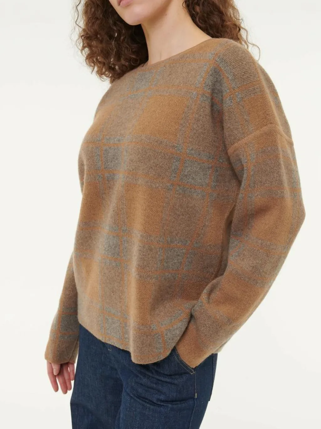 Grüne Erde Pullover^Pullover aus Yak und Kamelhaar, 70 yak jacquard/karo, S