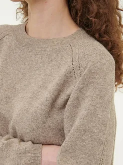 Grüne Erde Pullover^Pullover aus Yakhaar und Schafwolle, 66 yak mix natur/hasel, S