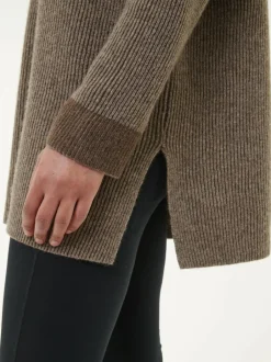 Grüne Erde Pullover^Pullover aus Yakwolle, 63 yak ribstrick/mittelbraun, L