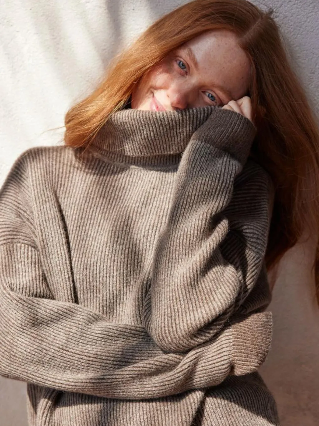 Grüne Erde Pullover^Pullover aus Yakwolle, 63 yak ribstrick/mittelbraun, L