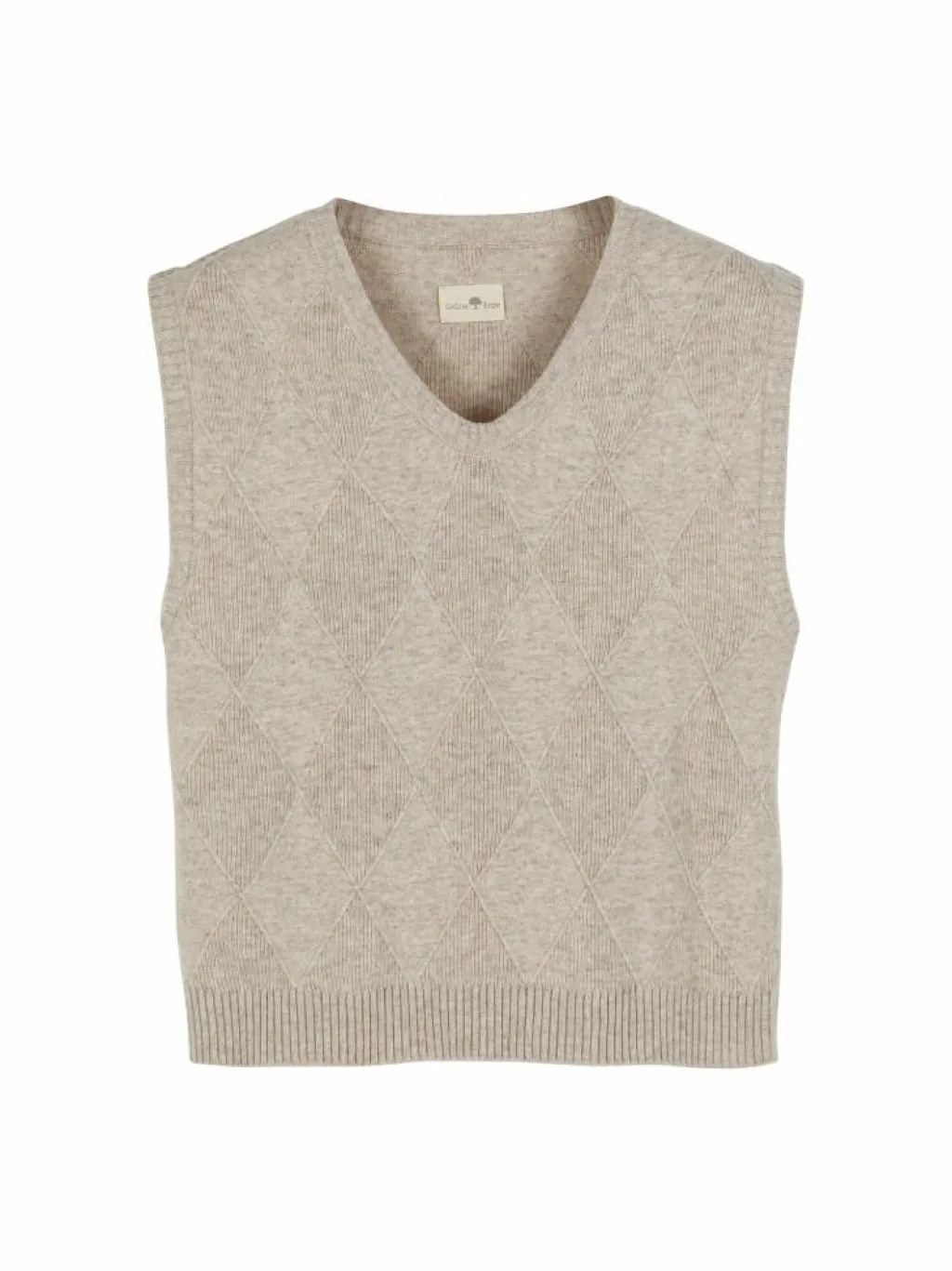 Grüne Erde Pullover^Pullunder aus Bio-Baumwolle und Wolle, 44 sand melange, S, GOTS