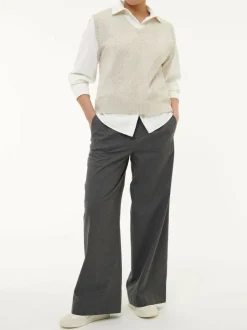 Grüne Erde Pullover^Pullunder aus Bio-Baumwolle und Wolle, 44 sand melange, S, GOTS