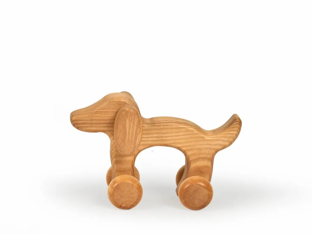Kinder Grüne Erde Kuscheltiere & Spielzeug^Rolltier Hund aus Eschenholz, 18 x 6 x 12 cm
