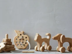 Kinder Grüne Erde Kuscheltiere & Spielzeug^Rolltier Katze aus Eschenholz, 14 x 6 x 11 cm