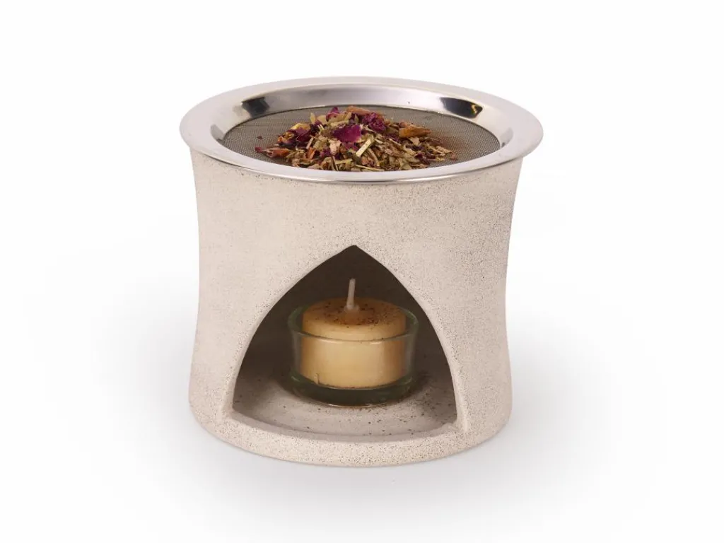 Grüne Erde Räuchern & Räucherstäbchen^Räucherstövchen aus Feinsteinzeug, unglasiert, H 10 cm, ø 11,5 cm