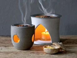 Grüne Erde Räuchern & Räucherstäbchen^Räucherstövchen aus Feinsteinzeug, unglasiert, H 10 cm, ø 11,5 cm