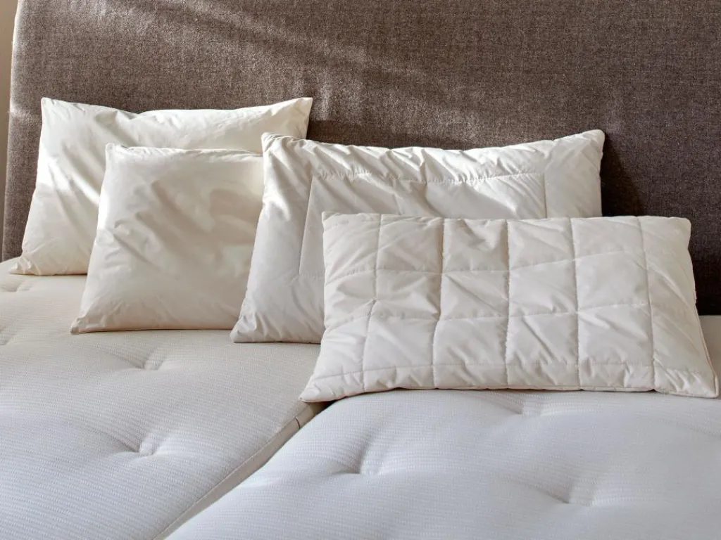 Grüne Erde Kopfkissen^Schlafkissen mit feiner Schafschurwolle, 40 x 60 cm, GOTS, NATURTEXTIL BEST