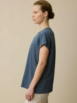 Grüne Erde Nachtwäsche^Schlafshirt aus Bio-Baumwolle, 84 blau/natur melange ringel, XS, GOTS