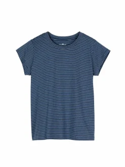 Grüne Erde Nachtwäsche^Schlafshirt aus Bio-Baumwolle, 84 blau/natur melange ringel, XS, GOTS