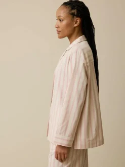 Grüne Erde Nachtwäsche^Schlafshirt aus Bio-Baumwolle, 88 cranberry gestreift, L, GOTS