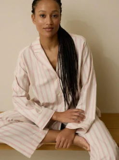 Grüne Erde Nachtwäsche^Schlafshirt aus Bio-Baumwolle, 88 cranberry gestreift, L, GOTS