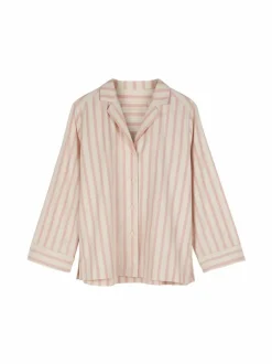 Grüne Erde Nachtwäsche^Schlafshirt aus Bio-Baumwolle, 88 cranberry gestreift, L, GOTS