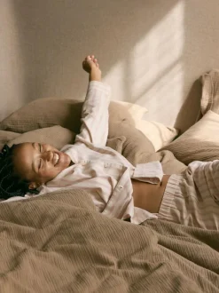 Grüne Erde Nachtwäsche^Schlafshirt aus Bio-Baumwolle, 88 cranberry gestreift, L, GOTS