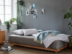 Grüne Erde Schlafsofas^Schlafsofa Nebo B200 x T108 x H72, Sitzhöhe 42cm/Sitztiefe 85cm, inkl. 2 Kissen (80 x 55cm), Wollstoff Tano Natur (79),