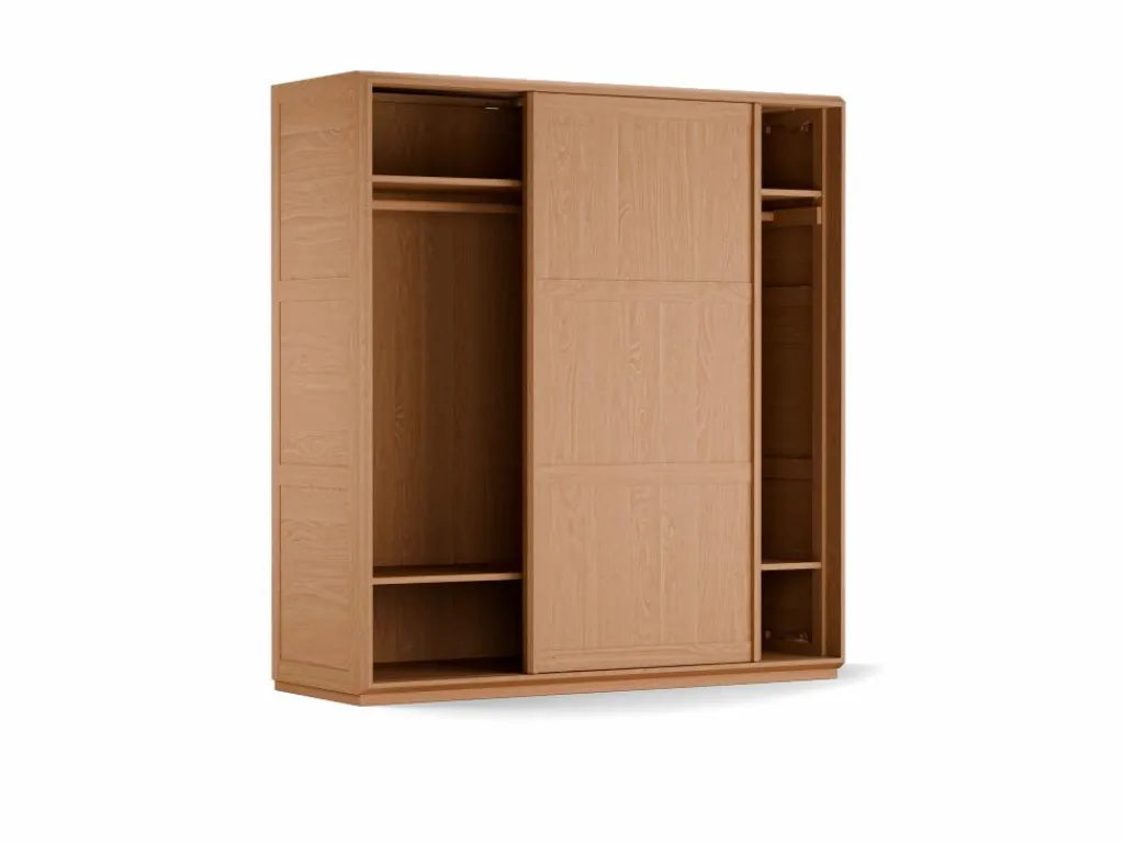 Grüne Erde Kleiderschränke^Schrank Akumi, Eckig mit Schiebetüren, Türfüllung Holz, B186,6xT66,9xH200,3cm, inkl. Grundausstattung Buche