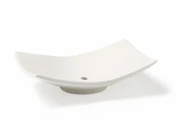 Grüne Erde Küchenaccessoires|Badezimmer-Accessoires^Seifenschale aus Keramik, weiß, eckig, ca. 13,5 x 9 x 3,5 cm