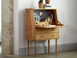 Grüne Erde Büro^Sekretär Tonda inkl. 2 Stk. Innenladen 22x22x6,6 cm u. Pinwand aus Filz, B 80xT42,3xH 114 cm,