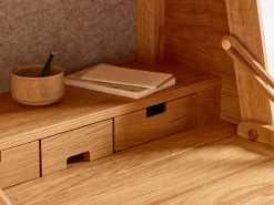 Grüne Erde Büro^Sekretär Tonda inkl. 2 Stk. Innenladen 22x22x6,6 cm u. Pinwand aus Filz, B 80xT42,3xH 114 cm,